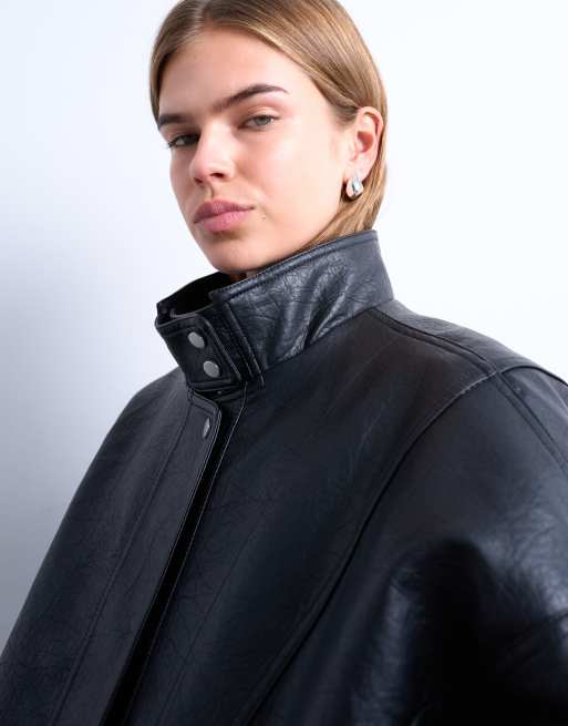 Topshop - Bomber nero con doppie cuciture a vista sul davanti, 2 di 4