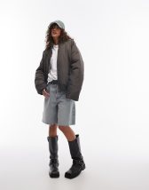 Topshop washed quilted liner jacket in buttermilk