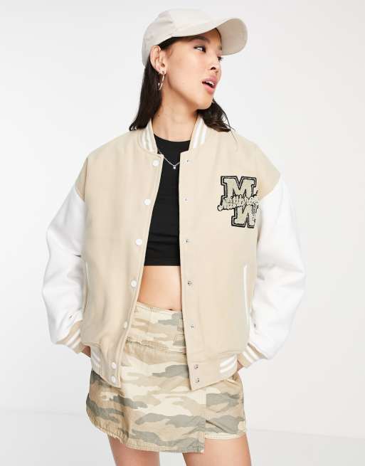 Topshop - Bomber style universitaire - Taupe