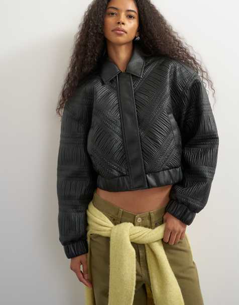 Topshop bomber testurizzato in pelle sintetica nero - view 1