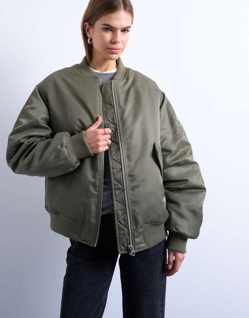 Topshop bomber with contrast lining in alice green