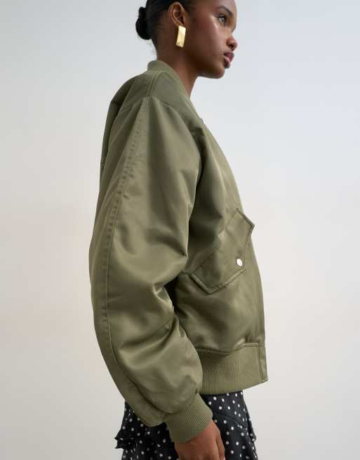 Topshop bomber with contrast lining in green , 2 of 4