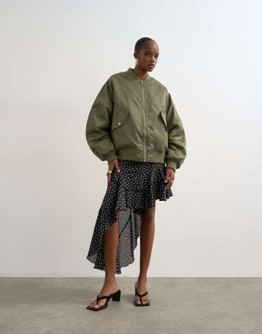 Topshop bomber with contrast lining in green , 3 of 4
