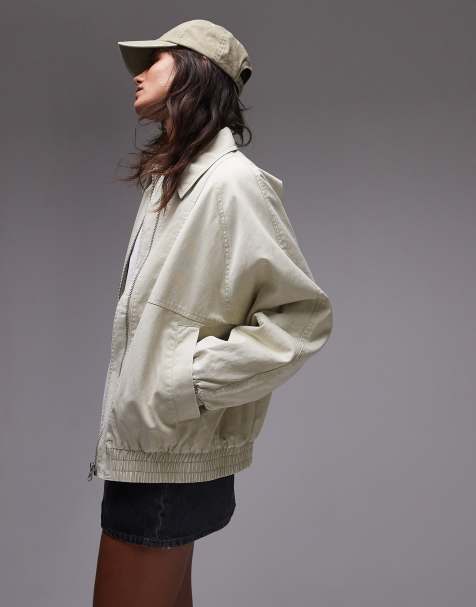 Topshop – Bomberjacke mit Acid-Waschung in Stein - view 1