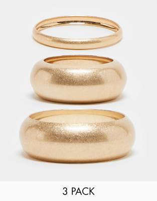 Topshop - Bondi - 3er-Pack Armreifen in Gold-Optik-Goldfarben