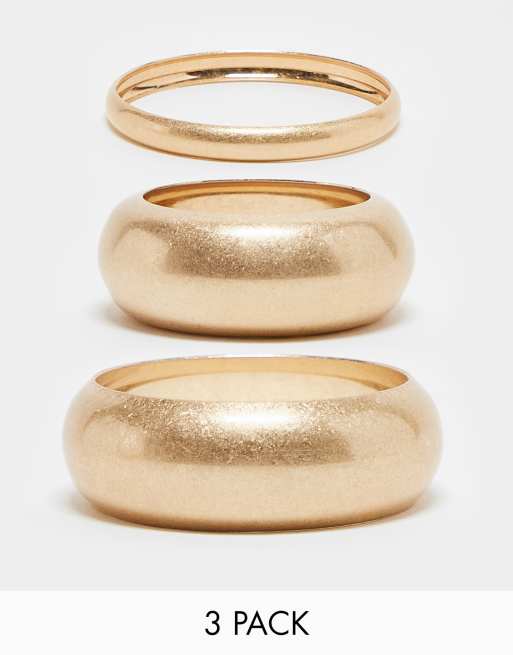Topshop - Bondi - Confezione da 3 bracciali rigidi color oro