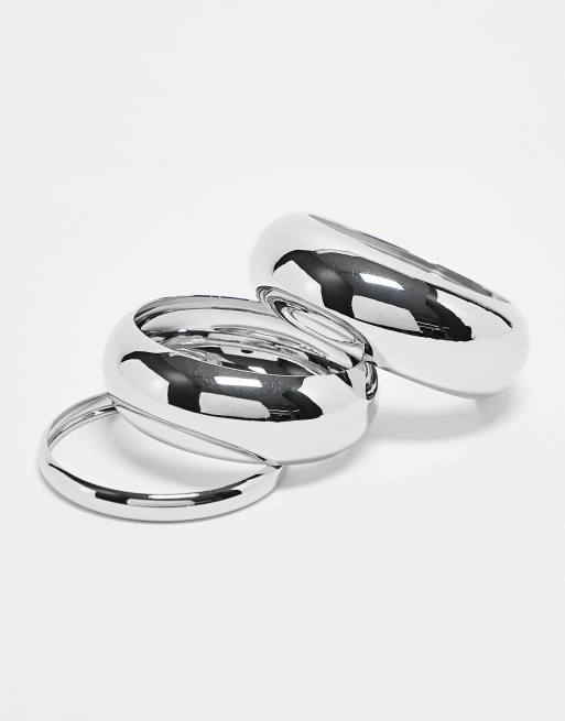 Topshop – Bondi – Zestaw 3 bransoletek w odcieniu srebra, 3 z 4