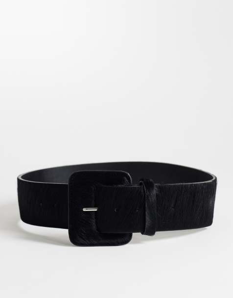 Topshop Bonnie hair on real leather belt in black - view 1