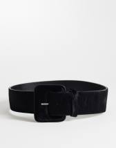 Topshop Bonnie hair on real leather belt in black