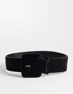 Bonnie hair on real leather belt in black