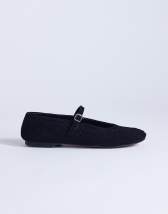Topshop Bonnie real suede woven ballet in black