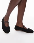 [Topshop] Topshop Bonnie woven real suede mary jane ballet flats in black suede 42 BLACK
