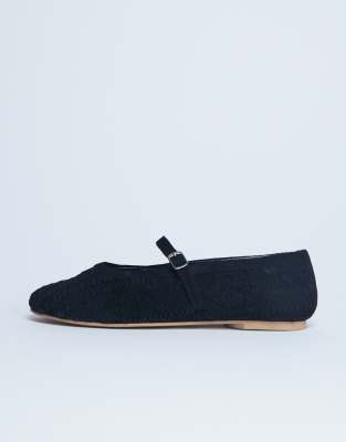  Bonnie woven real suede mary jane ballet  suede