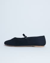 Topshop Bonnie woven real suede mary jane ballet in black suede