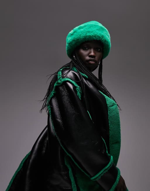 Topshop - Bontmuts in groen, 2 van 4