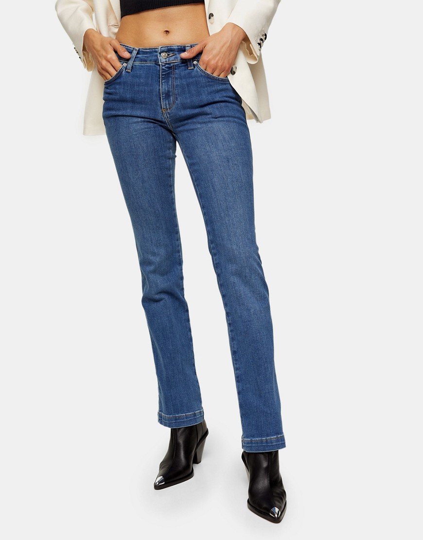 Topshop bootcut jeans in mid denim-Blues