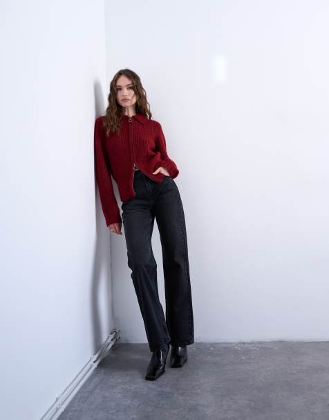 Topshop – Bootcut-Jeans in verwaschenem Schwarz mit mittelhohem Bund - view 1