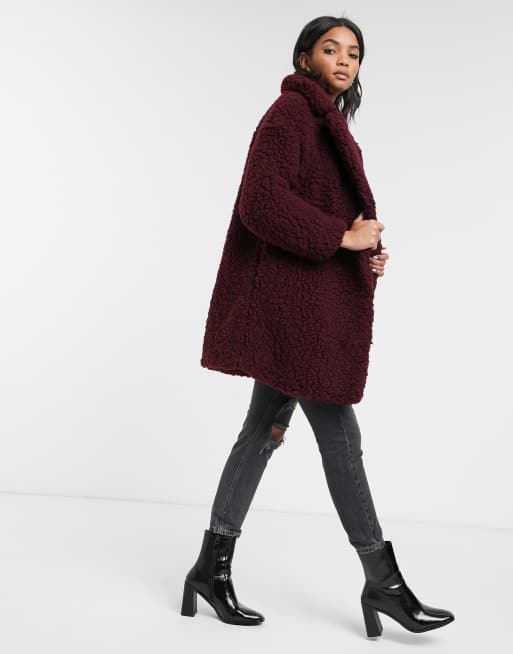 Topshop 2025 burgundy coat