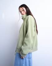 Topshop borg funnel zip through in green