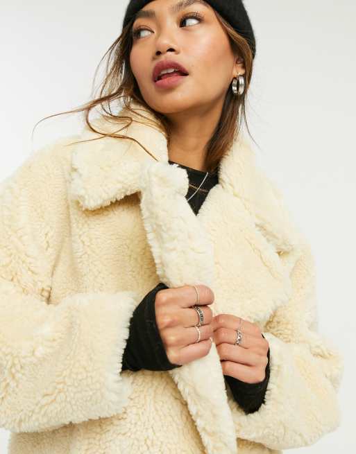 Topshop faux fur coat in cream curated on LTK