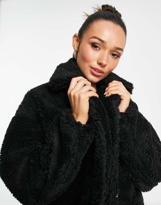 Topshop black 2025 teddy coat