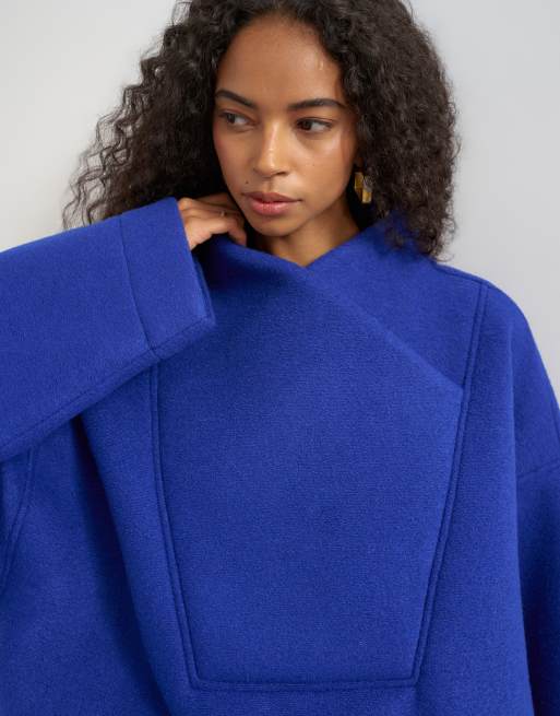Topshop borg omlotttröja med hals i kobolt, 3 av 4