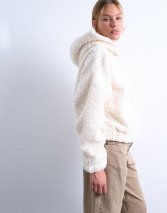 Borg oversized hoodie in cream