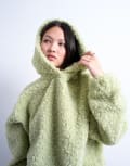 [Topshop] Topshop borg oversized hoodie in sage green L Sage green