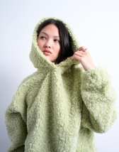 Topshop borg oversized hoodie in sage green