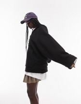 Topshop brushed fleece hoodie in mink