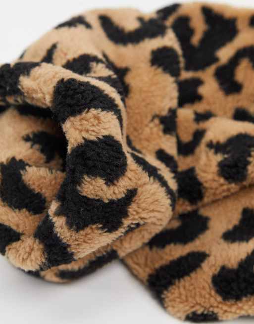 Topshop borg scarf in leopard print, 3 of 4