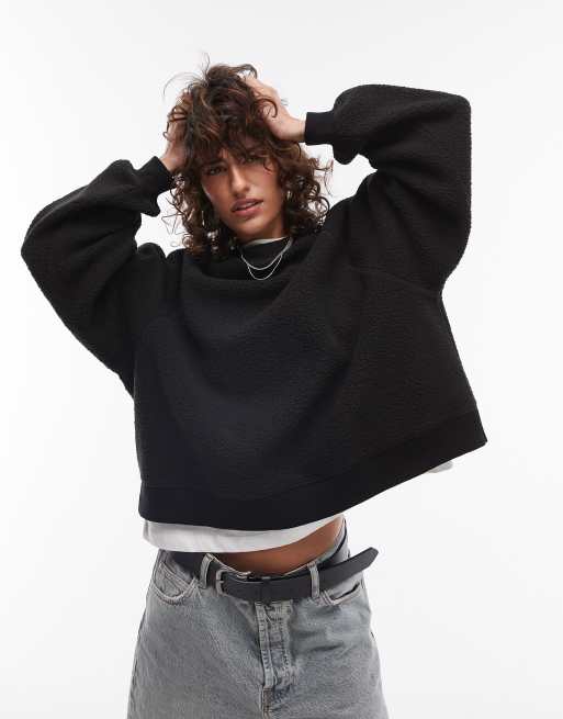 Topshop borg sweatshirt in Black Part of a set
