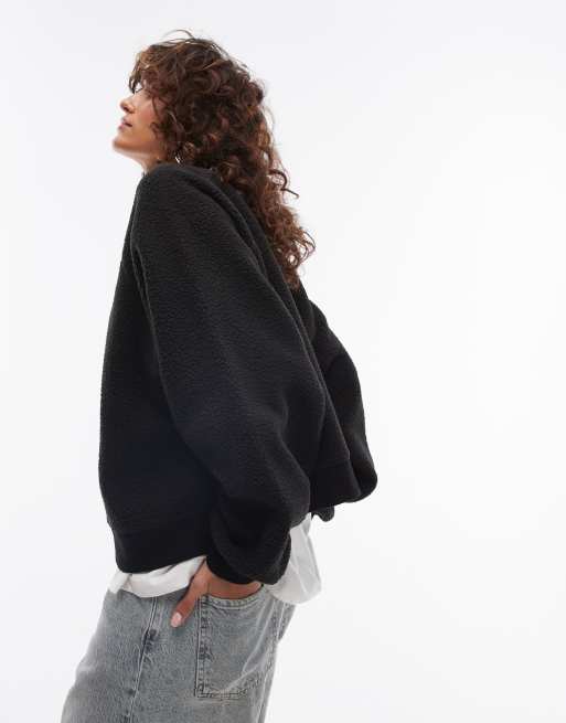 Topshop borg sweatshirt in Black Part of a set