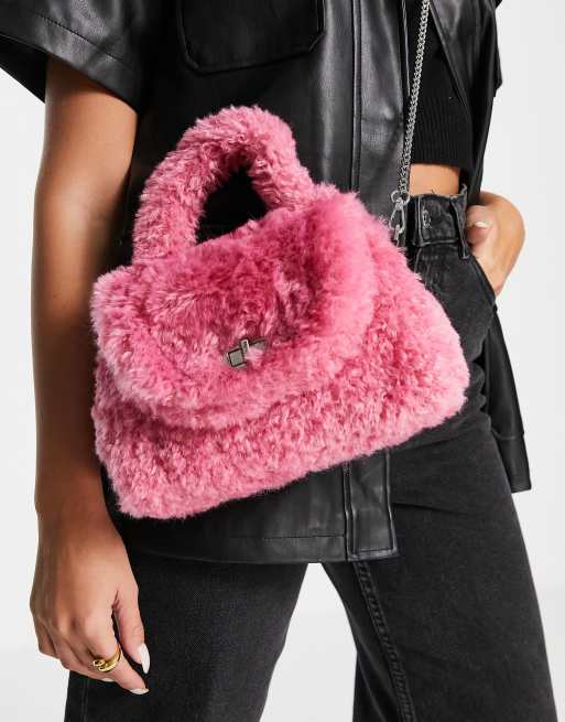 Topshop pink 2025 fur bag