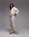 [Topshop] Topshop borg wide leg pants in ecru (part of a set)-White XS Ecru