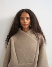 Topshop borg wrap neck sweat in oat