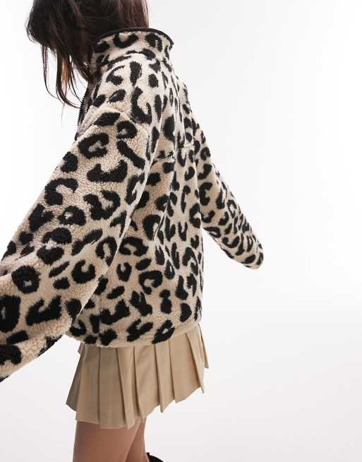 Cheetah print fleece jacket sale