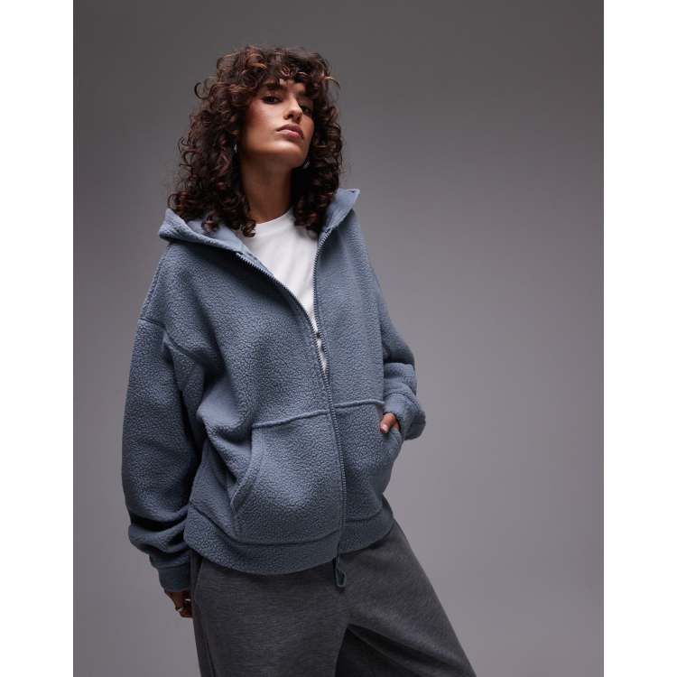 Borg zip up jacket topshop hot sale