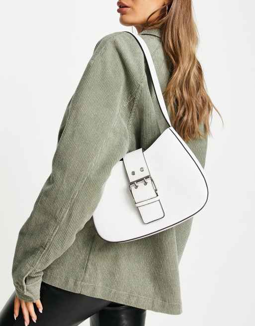 Topshop - Borsa da spalla curva strutturata bianca