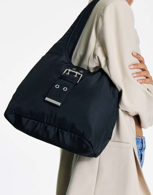 Borsa a spalla in nylon nero