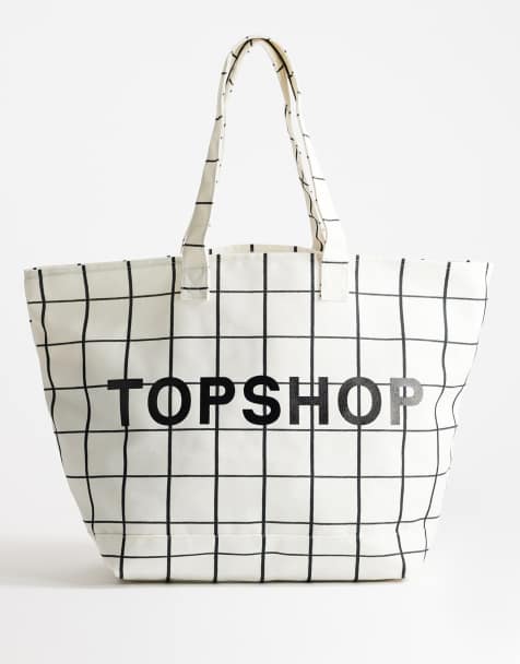 Topshop borsa shopper grande in tela con stampa a quadri - view 1