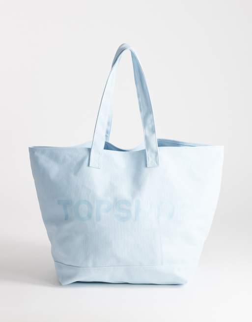 Topshop - Borsa shopping grande in tela blu fiordaliso, 1 di 4