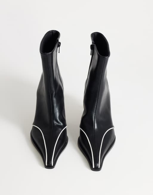 Topshop botín de tacón angular con ribete en negro, 3 de 4