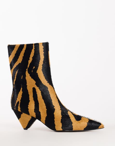 Topshop - botines Kiki con tacón cónico y estampado de cebra en piel auténtica - view 1