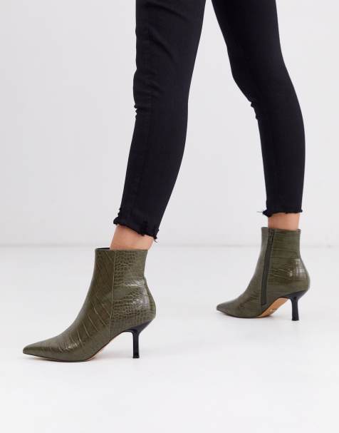 Topshop - Bottes à talons avec bout pointu - Kaki