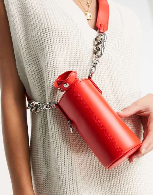 Topshop bottle holder crossbody bag in red