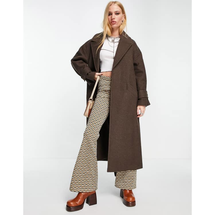 verband cliënt aantal Topshop boucle wrap belted coat in chocolate | ASOS