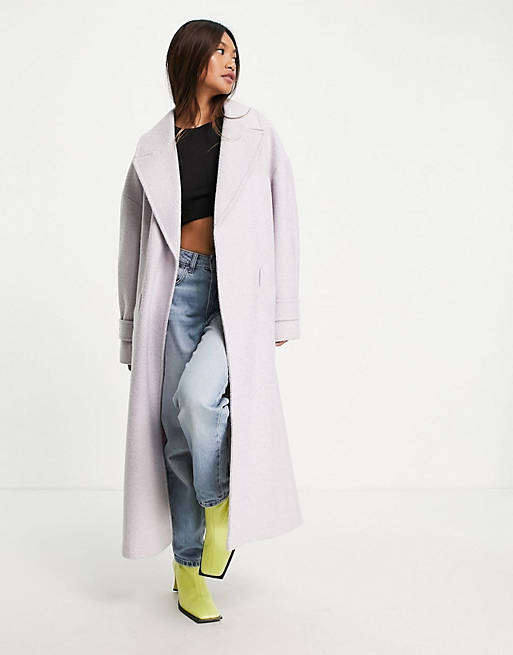  Topshop boucle wrap belted coat in lilac 