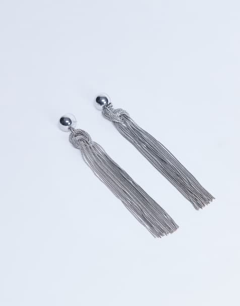 Topshop - Boucles d'oreilles avec franges ornées de perles - Argenté - view 1