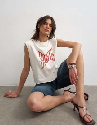 Topshop Bowie Graphic Tank In Multi